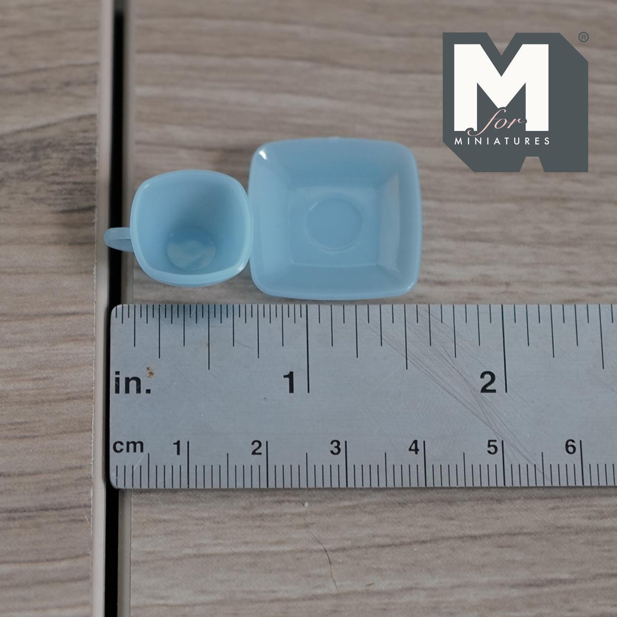 1:6 Scale Miniature Square Teacup and Saucer Dollhouse Kitchen Coffee Cup Set (style a) (plastic) -