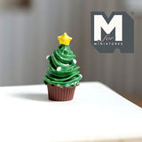 1:12 Scale Miniature Christmas Tree Cupcake Dollhouse Festive Dessert Chocolate Cake 15/16 inch dia. (resin) - G060