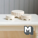 1:12 Scale Miniature Cake Stands Set of 3 Dollhouse Fluted Dessert Displays Bakery Decor (white) - E091