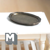 1:12 Scale Miniature Antique Brass Oval Serving Tray Dollhouse Kitchen Dining Platter 1-15/16 inch long (L) (copper style) - A042