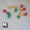 Miniature Christmas Baubles 1:12 Scale Dollhouse Ornaments Jingle Bells 5/16 inch dia. 12 Piece Pack (red green champagne) - G091