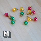 Miniature Christmas Baubles 1:12 Scale Dollhouse Ornaments Jingle Bells 5/16 inch dia. 12 Piece Pack (red green champagne) - G091
