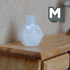Miniature Hexagon Glass Bottle 1:12 Scale Dollhouse Flask Fairy Garden Glass Vase 1 inch tall (white) - A097