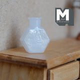 Miniature Hexagon Glass Bottle 1:12 Scale Dollhouse Flask Fairy Garden Glass Vase 1 inch tall (white) - A097