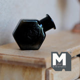 Miniature Hexagon Glass Bottle 1:12 Scale Dollhouse Flask Fairy Garden Glass Vase 1 inch tall (black) - A097