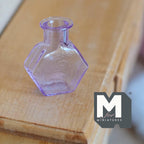 Miniature Hexagon Glass Bottle 1:12 Scale Dollhouse Flask Fairy Garden Glass Vase 1 inch tall (purple) - A097