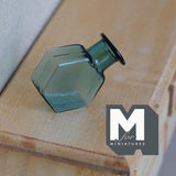 Miniature Hexagon Glass Bottle 1:12 Scale Dollhouse Flask Fairy Garden Glass Vase 1 inch tall (green) - A097