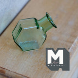 Miniature Hexagon Glass Bottle 1:12 Scale Dollhouse Flask Fairy Garden Glass Vase 1 inch tall (green) - A097