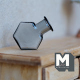Miniature Hexagon Glass Bottle 1:12 Scale Dollhouse Flask Fairy Garden Glass Vase 1 inch tall (gray) - A097