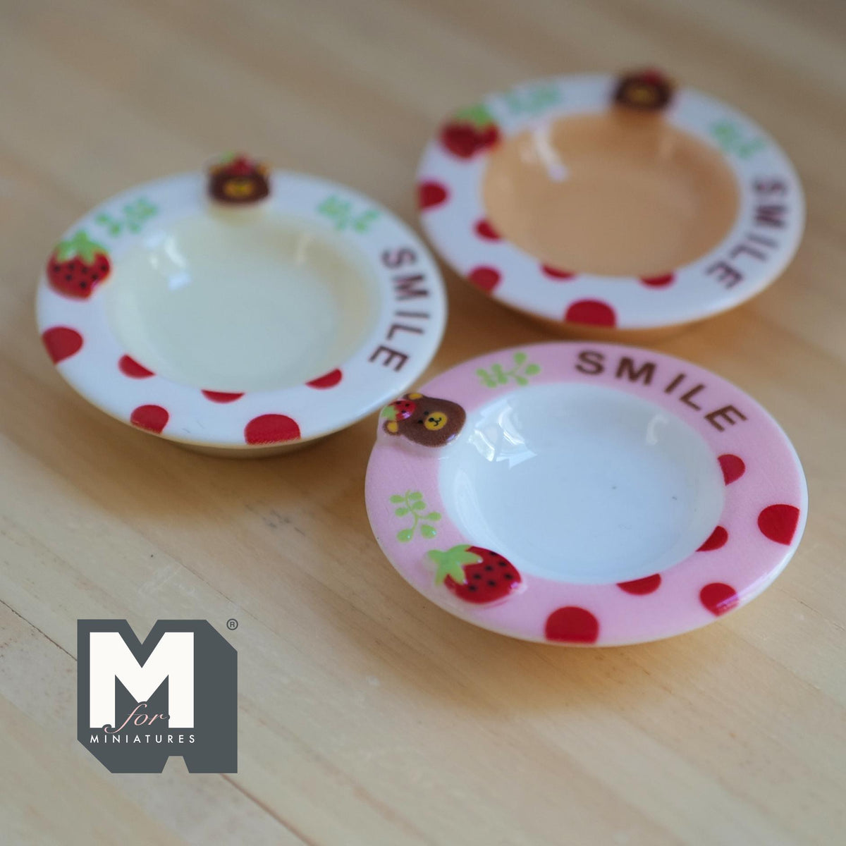 Miniature Soup Plates Set of 3 Dollhouse Tableware Pasta Bowls Soup Bowl 1-7/8 inch dia. (resin) - A036