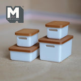 Miniature Storage Boxes Set of 4 , 1:12 Scale File Organizer Box with Lids (white brown) (plastic) - H020