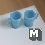 Miniature Beer Mugs Set of 2 Dollhouse Oversized Beer Steins 13/16 inch tall (blue) (plastic) - A009