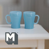 Miniature Beer Mugs Set of 2 Dollhouse Oversized Beer Steins 13/16 inch tall (blue) (plastic) - A009