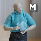 1:12 Scale Miniature Oversized Stacking Mugs Retro Diner Coffee Cups Dollhouse Kitchen 9/16 inch tall (blue) (plastic) (style e) - A009