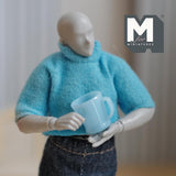 1:12 Scale Miniature Oversized Stacking Mugs Retro Diner Coffee Cups Dollhouse Kitchen 9/16 inch tall (blue) (plastic) (style e) - A009