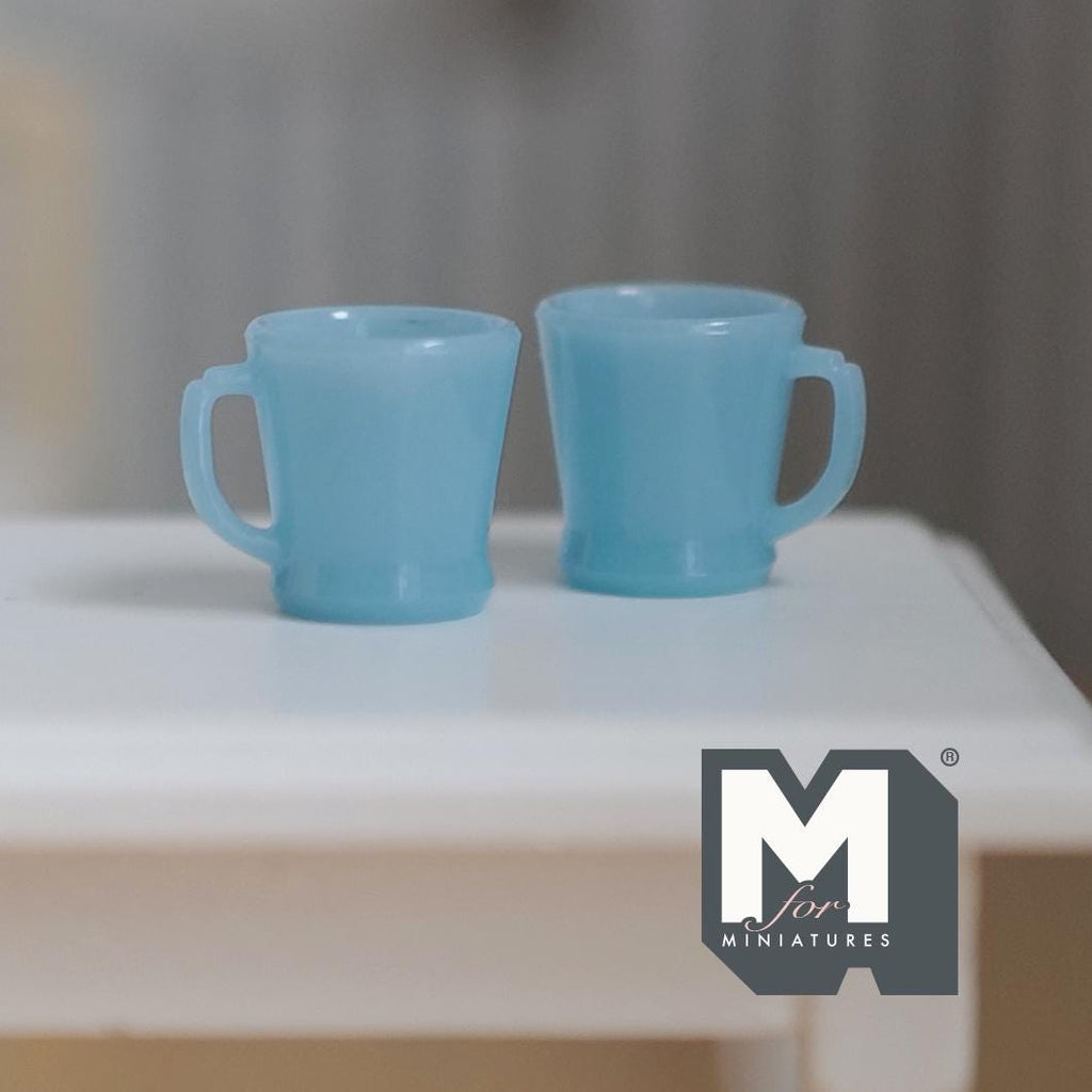 1:12 Scale Miniature Oversized Stacking Mugs Retro Diner Coffee Cups Dollhouse Kitchen 9/16 inch tall (blue) (plastic) (style e) - A009