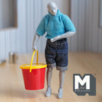 Miniature Building Blocks with Bucket 1:12 Scale Playroom Decor Dollhouse Nursery Accessories 1-7/16 inch tall (red yellow) - G099