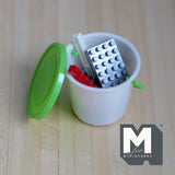 Miniature Building Blocks with Bucket 1:12 Scale Playroom Decor Dollhouse Nursery Accessories 1-7/16 inch tall (green cream) - G099