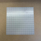 1:12 scale miniature embossed square mosaic tile sheet in light gray, glossy grid of small square tiles