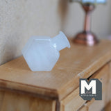 Miniature Hexagon Glass Bottle 1:12 Scale Dollhouse Flask Fairy Garden Glass Vase 1 inch tall (white) - A097