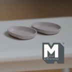 Miniature Irregular Shaped Food Trays Set of 2, 1:12 Scale Dollhouse Kitchen Decor Tableware 7/8 inch long (warm gray) (metal) - A034
