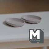 Miniature Irregular Shaped Food Trays Set of 2, 1:12 Scale Dollhouse Kitchen Decor Tableware 7/8 inch long (warm gray) (metal) - A034