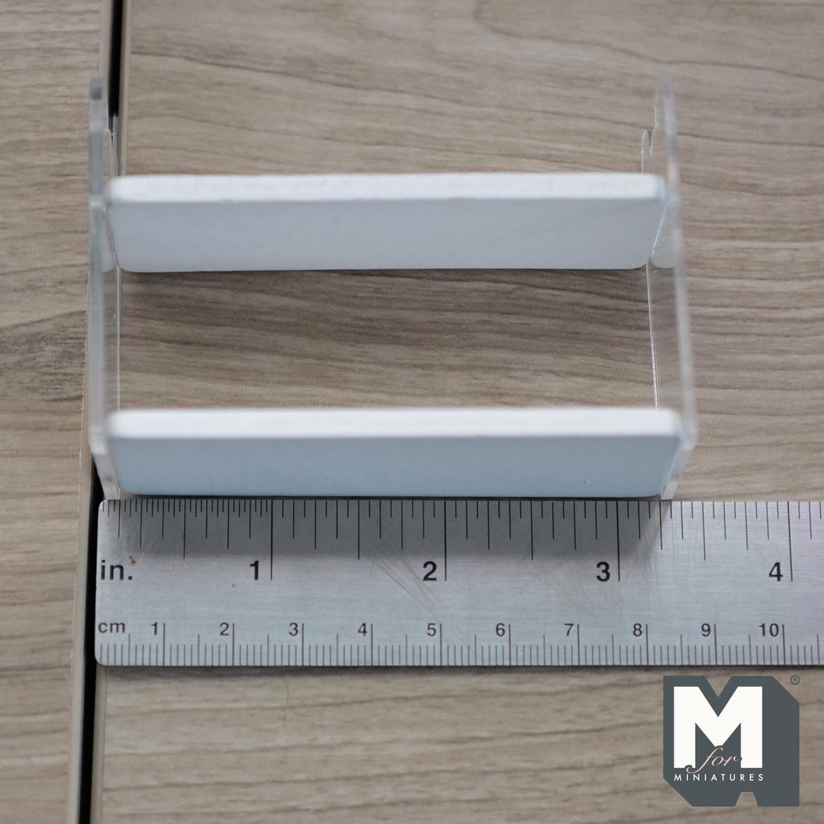 Acrylic Miniature 2-Tier Bookshelf 1:12 Scale Clear Shelf Dollhouse Playroom Furniture 2-3/16 inch tall - H045