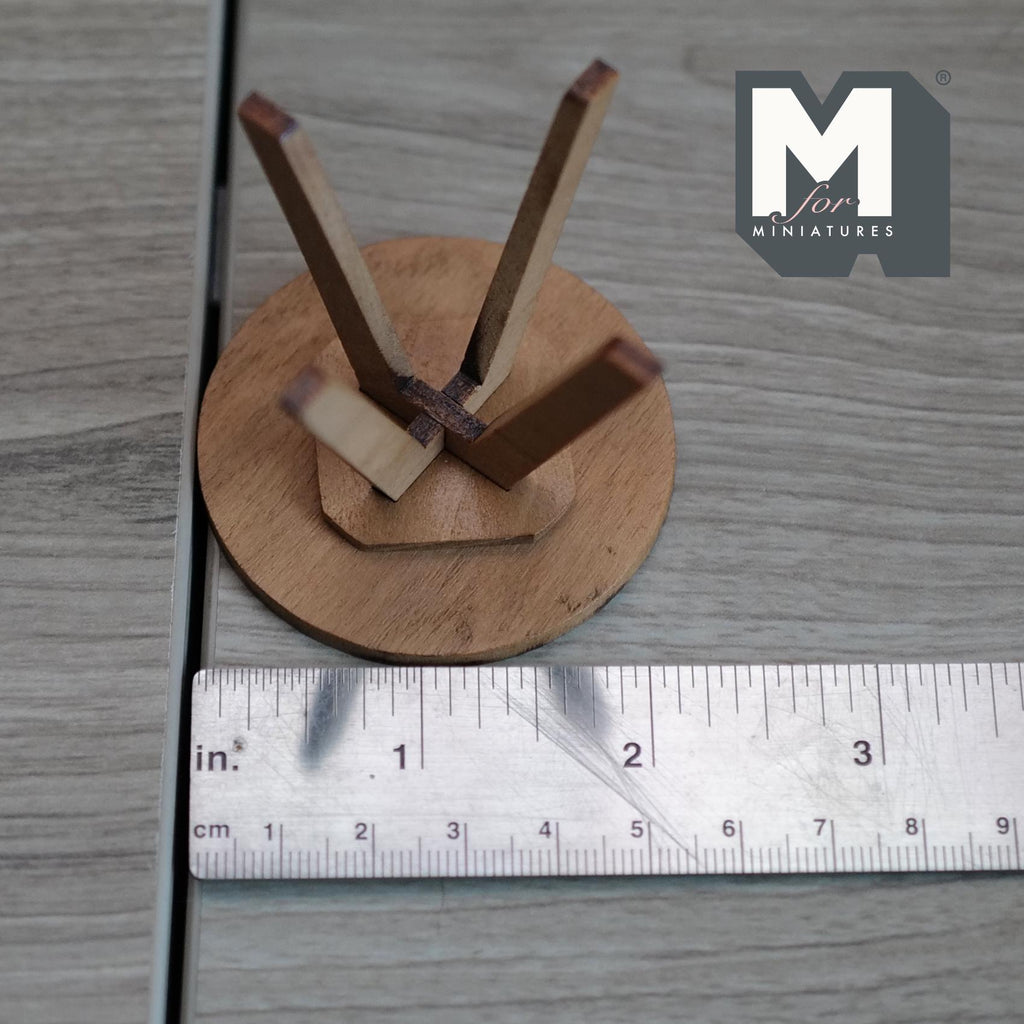Miniature Coffee Table 1:12 Scale Dollhouse Furniture Round Table 1-15/16 inch tall (slightly stained) - H052