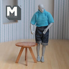 Miniature Coffee Table 1:12 Scale Dollhouse Furniture Round Table 1-15/16 inch tall (slightly stained) - H052