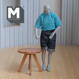 Miniature Coffee Table 1:12 Scale Dollhouse Furniture Round Table 1-15/16 inch tall (slightly stained) - H052