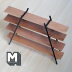 Miniatura in scala 1:12 kit libreria a scala con struttura ad A e 4 ripiani, legno e metallo nero, altezza 4-9/16 inch, accessori fai da te per casa delle bambole