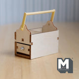 Unpainted Miniature Toolbox , Wooden Garden Toolbox , Garden Tool Box , Tool Caddy , Carry Caddy 2 inch long (wood) - F086
