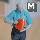 Miniature Detergent Bottle and Lid 1:12 Scale Dollhouse Laundry Room Empty Bottle Decor 1-5/16 inch tall (plastic) - F029