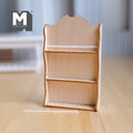 Miniature Wooden Magazine Rack 1:12 Scale Dollhouse 3 Tier Bookshelf Unpainted Book Rack 3-7/16 inch tall - D031