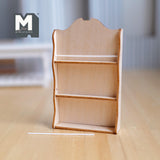 Miniature Wooden Magazine Rack 1:12 Scale Dollhouse 3 Tier Bookshelf Unpainted Book Rack 3-7/16 inch tall - D031