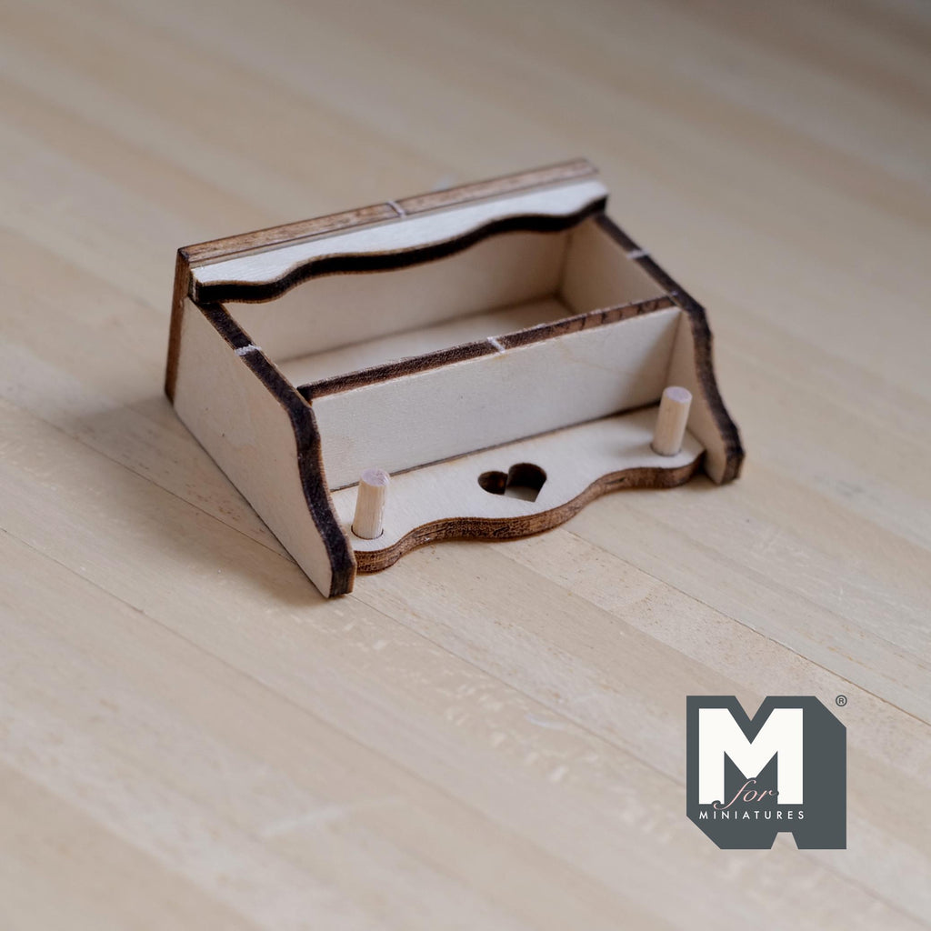 Miniature Key Shelf with Coat Pegs 1:12 Scale Unpainted Dollhouse Entryway Shelves 2-1/8 inch long (wood) - D031