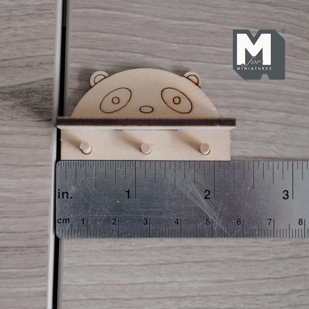 Miniature Panda Wall Shelf with Coat Pegs 1:12 Scale Unpainted Dollhouse Entryway Wall Rack  2-3/16 inch wide - D031