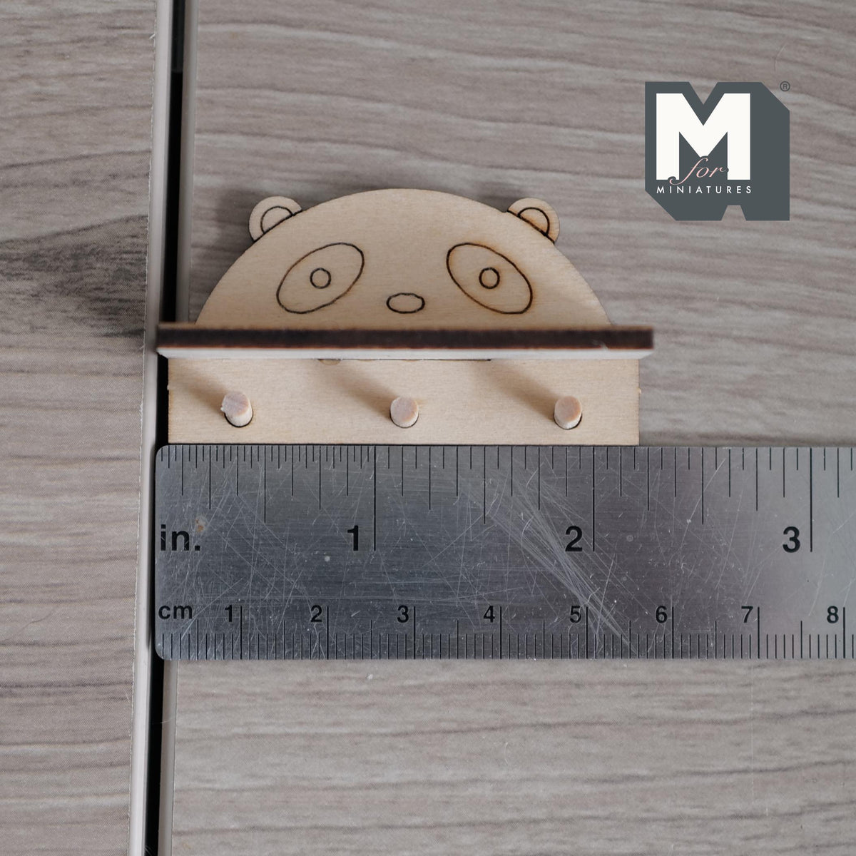 Miniature Panda Wall Shelf with Coat Pegs 1:12 Scale Unpainted Dollhouse Entryway Wall Rack  2-3/16 inch wide - D031