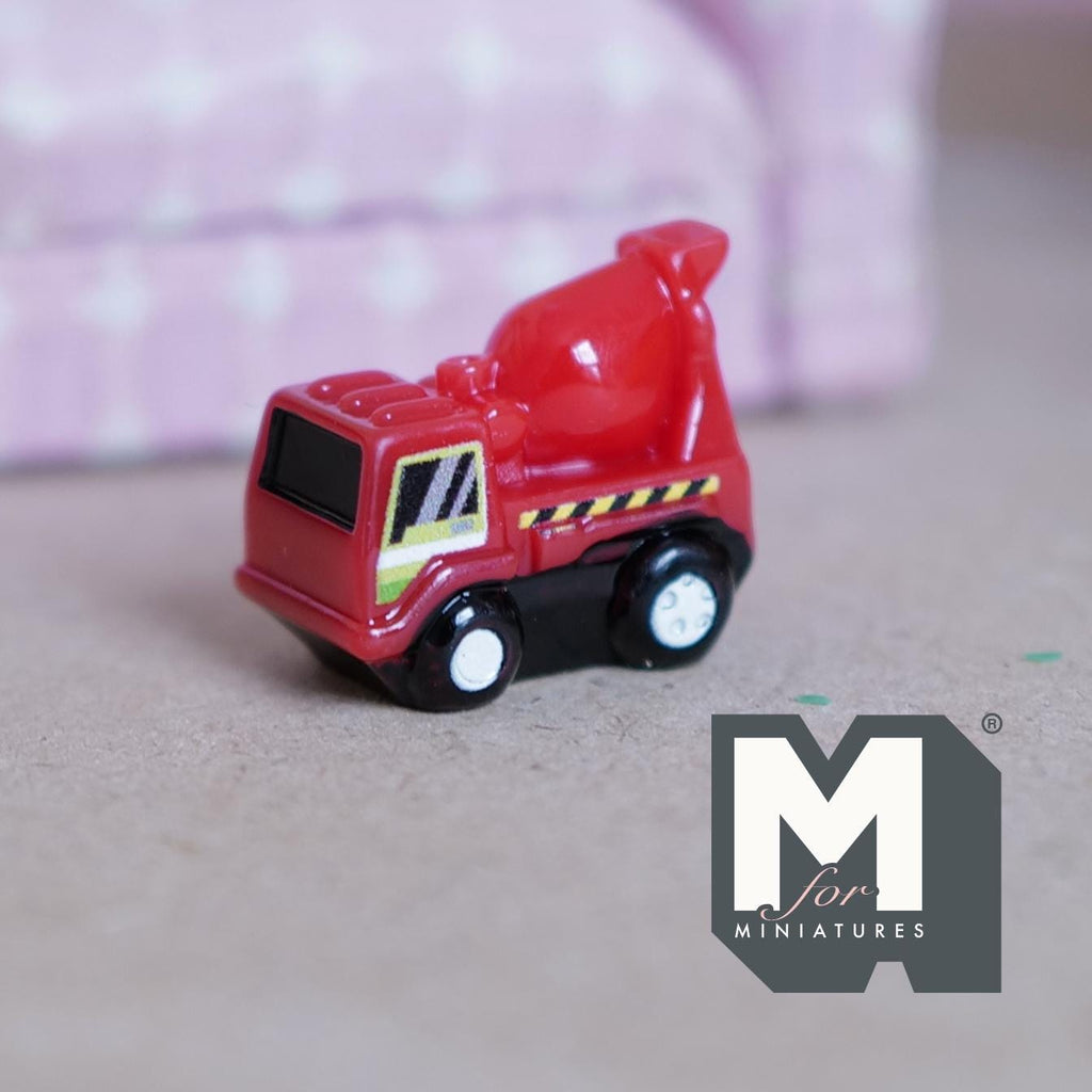Miniature Cement Truck 1:12 Scale Concrete Truck Mixer Lorry Dollhouse Playroom Decor 13/16 inch tall (resin) - G079