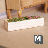 Miniature Planter Box with Pink Flowers 1:12 Scale Window Box Faux Greenery for Dollhouse Garden 3-1/8 inch long - B089
