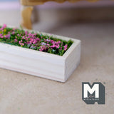 Miniature Planter Box with Pink Flowers 1:12 Scale Window Box Faux Greenery for Dollhouse Garden 3-1/8 inch long - B089