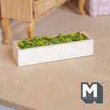 Miniature Planter Box with Yellow Flowers 1:12 Scale Window Box Faux Greenery for Dollhouse Garden 3-1/8 inch long - B089