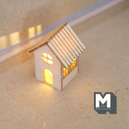 Miniature House Lantern with LED Bulb 1:12 Scale Unpainted Dollhouse Table Lamp 1-3/4 inch tall (wood) -