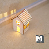 Miniature House Lantern with LED Bulb 1:12 Scale Unpainted Dollhouse Table Lamp 1-3/4 inch tall (wood) -