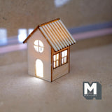 Miniature House Lantern with LED Bulb 1:12 Scale Unpainted Dollhouse Table Lamp 1-3/4 inch tall (wood) -