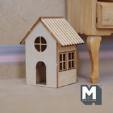 Miniature House Lantern with LED Bulb 1:12 Scale Unpainted Dollhouse Table Lamp 1-3/4 inch tall (wood) -