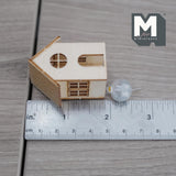 Miniature House Lantern with LED Bulb 1:12 Scale Unpainted Dollhouse Table Lamp 1-3/4 inch tall (wood) -