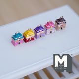 Miniature Multicolor House Ornaments Set of 5 , 1:12 Scale Dollhouse Christmas Carousel 9/16 inch tall (metal) - G078