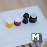 Miniature Fruit Jam Bottles Set of 4 , 1:12 Scale Dollhouse Table Accessories Chocolate Jam Bottle (resin) -