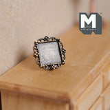 Miniature Copper Portrait Frame 1:12 Scale Dollhouse Metal Square Photo Frame with Stand 1/2 inch tall - B052